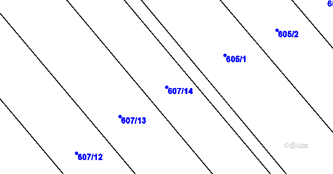 Parcela st. 607/14 v KÚ Horušice, Katastrální mapa