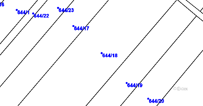 Parcela st. 644/18 v KÚ Horušice, Katastrální mapa