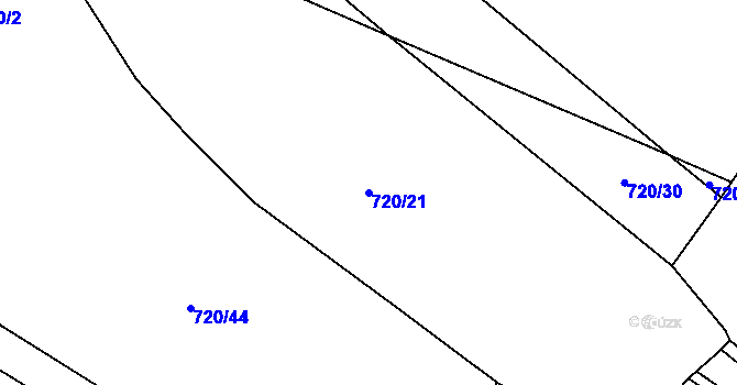Parcela st. 720/21 v KÚ Horušice, Katastrální mapa