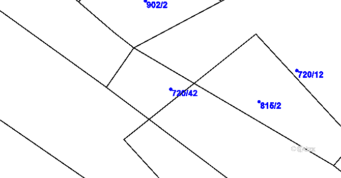 Parcela st. 720/42 v KÚ Horušice, Katastrální mapa
