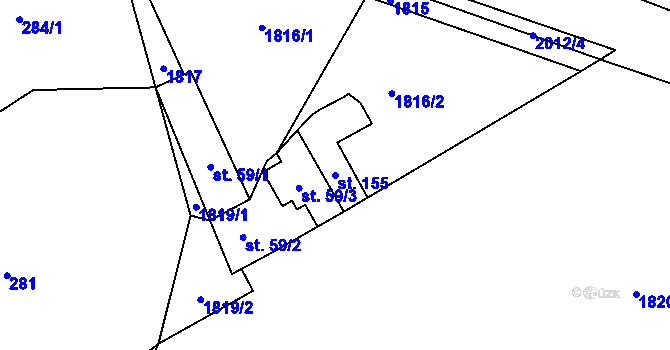 Parcela st. 155 v KÚ Horušice, Katastrální mapa