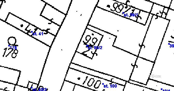 Parcela st. 99/2 v KÚ Žehušice, Katastrální mapa