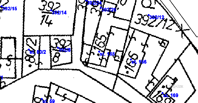 Parcela st. 165 v KÚ Žehušice, Katastrální mapa
