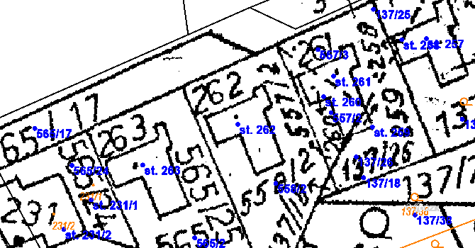 Parcela st. 262 v KÚ Žehušice, Katastrální mapa