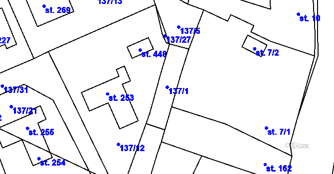 Parcela st. 137/1 v KÚ Žehušice, Katastrální mapa