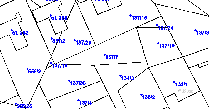 Parcela st. 137/7 v KÚ Žehušice, Katastrální mapa