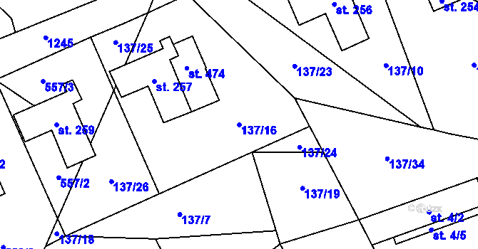 Parcela st. 137/16 v KÚ Žehušice, Katastrální mapa