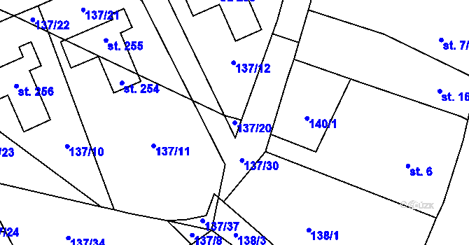 Parcela st. 137/20 v KÚ Žehušice, Katastrální mapa