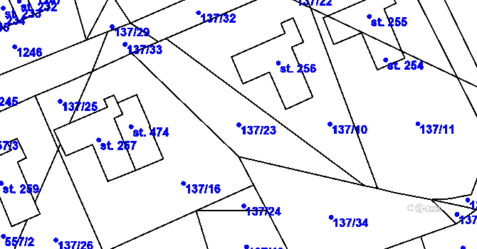Parcela st. 137/23 v KÚ Žehušice, Katastrální mapa