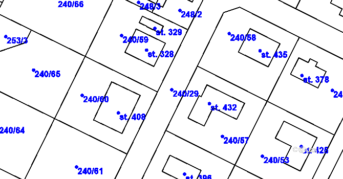 Parcela st. 240/29 v KÚ Žehušice, Katastrální mapa