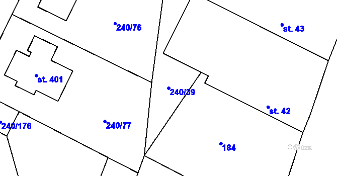 Parcela st. 240/39 v KÚ Žehušice, Katastrální mapa