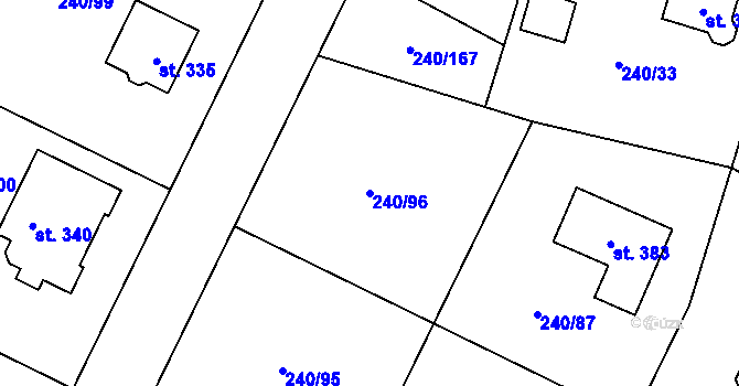 Parcela st. 240/96 v KÚ Žehušice, Katastrální mapa
