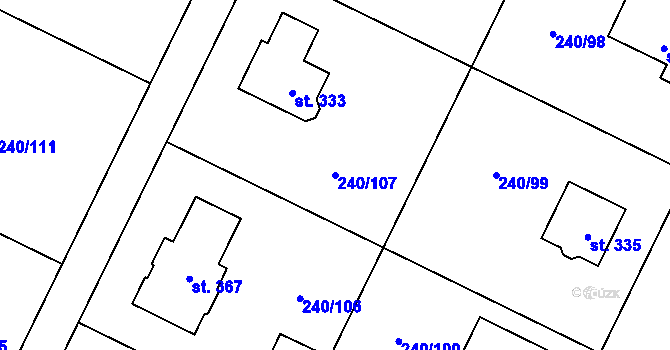 Parcela st. 240/107 v KÚ Žehušice, Katastrální mapa