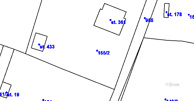 Parcela st. 155/2 v KÚ Žehušice, Katastrální mapa