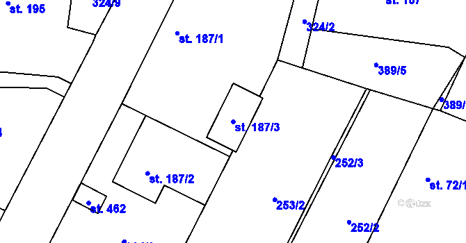 Parcela st. 187/3 v KÚ Žehušice, Katastrální mapa