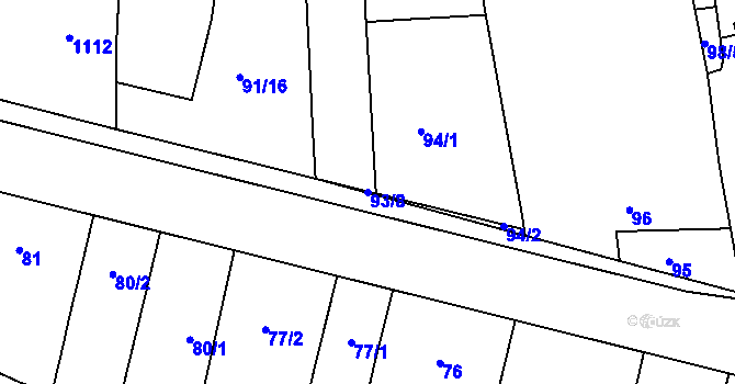 Parcela st. 93/8 v KÚ Želatovice, Katastrální mapa
