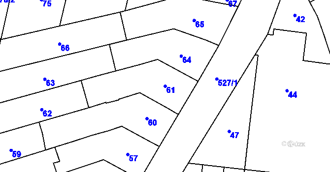 Parcela st. 61 v KÚ Želatovice, Katastrální mapa