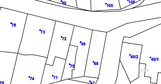 Parcela st. 69 v KÚ Želatovice, Katastrální mapa