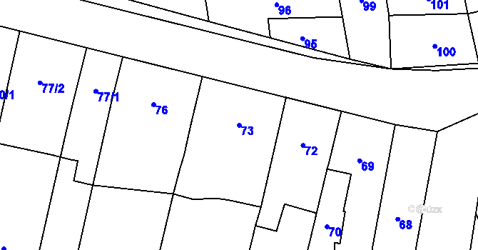 Parcela st. 73 v KÚ Želatovice, Katastrální mapa