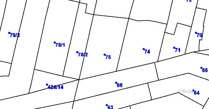 Parcela st. 75 v KÚ Želatovice, Katastrální mapa