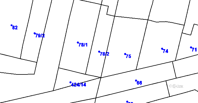 Parcela st. 78/2 v KÚ Želatovice, Katastrální mapa