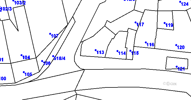 Parcela st. 113 v KÚ Želatovice, Katastrální mapa