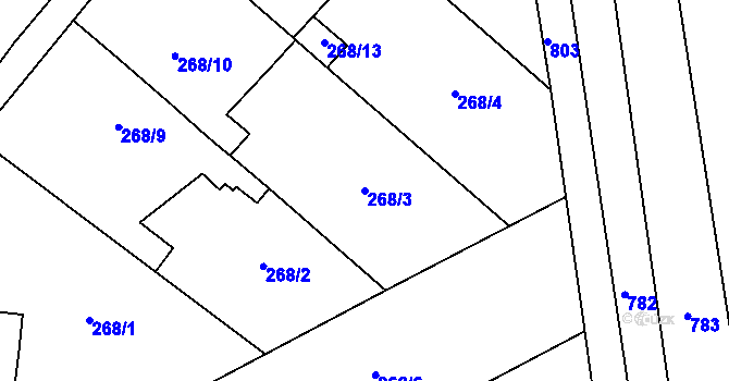 Parcela st. 268/3 v KÚ Želatovice, Katastrální mapa