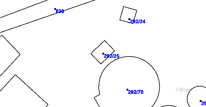 Parcela st. 292/25 v KÚ Želatovice, Katastrální mapa