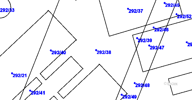 Parcela st. 292/38 v KÚ Želatovice, Katastrální mapa