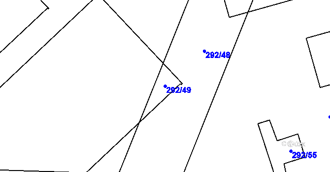 Parcela st. 292/49 v KÚ Želatovice, Katastrální mapa