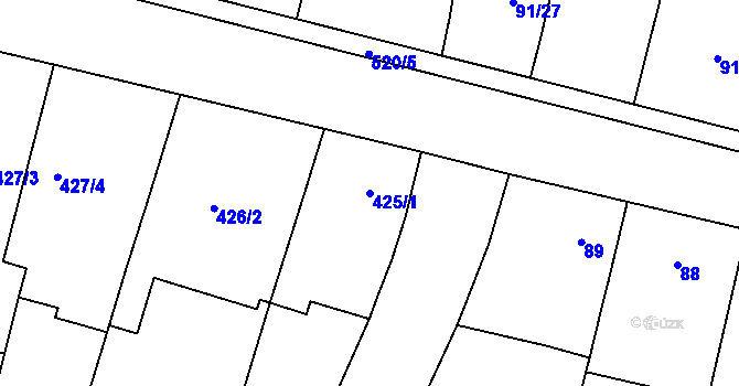 Parcela st. 425/1 v KÚ Želatovice, Katastrální mapa