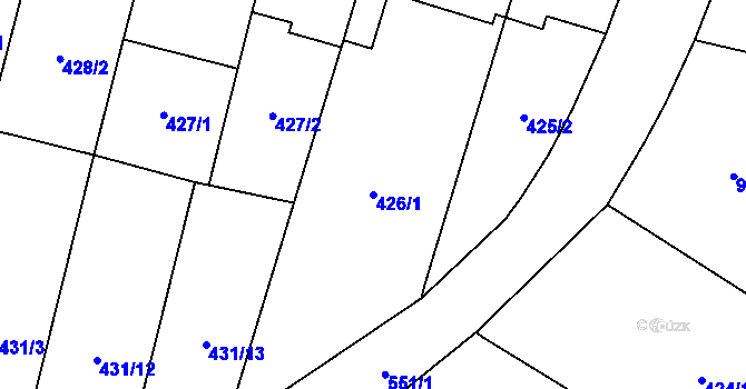 Parcela st. 426/1 v KÚ Želatovice, Katastrální mapa