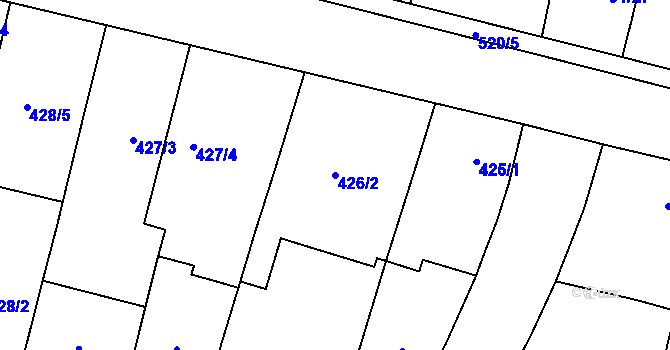Parcela st. 426/2 v KÚ Želatovice, Katastrální mapa
