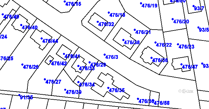 Parcela st. 476/3 v KÚ Želatovice, Katastrální mapa