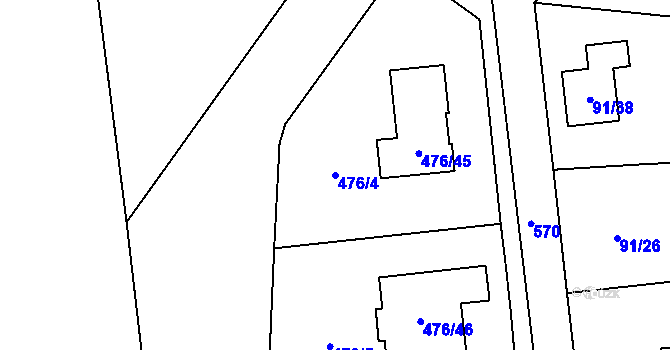 Parcela st. 476/4 v KÚ Želatovice, Katastrální mapa