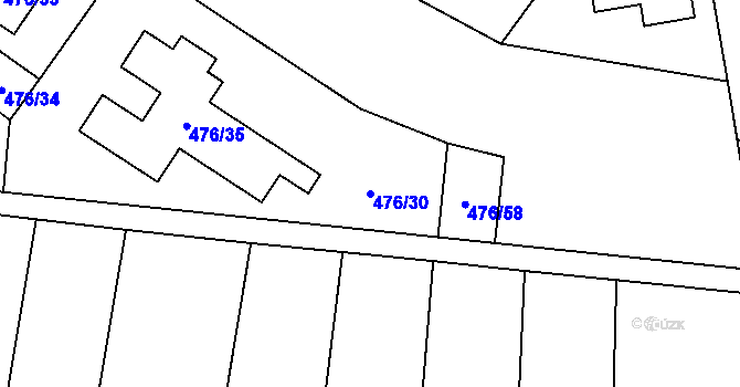 Parcela st. 476/30 v KÚ Želatovice, Katastrální mapa
