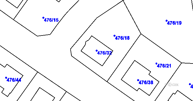 Parcela st. 476/32 v KÚ Želatovice, Katastrální mapa