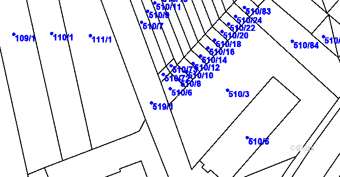 Parcela st. 510/6 v KÚ Želatovice, Katastrální mapa