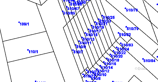 Parcela st. 510/11 v KÚ Želatovice, Katastrální mapa
