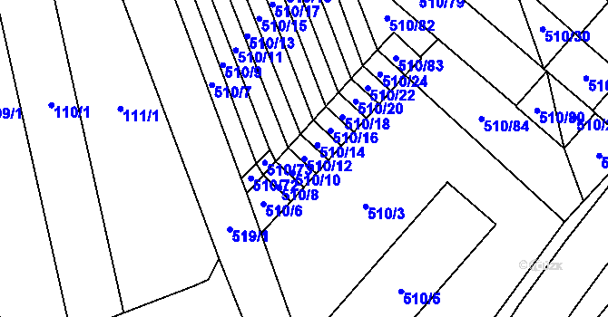 Parcela st. 510/12 v KÚ Želatovice, Katastrální mapa