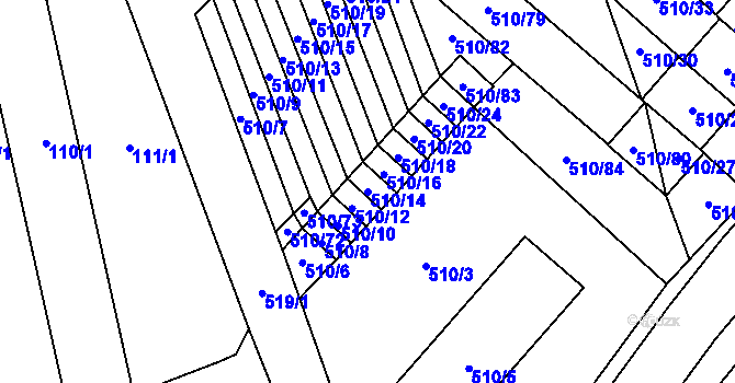 Parcela st. 510/14 v KÚ Želatovice, Katastrální mapa
