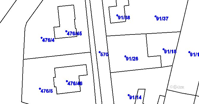 Parcela st. 570 v KÚ Želatovice, Katastrální mapa