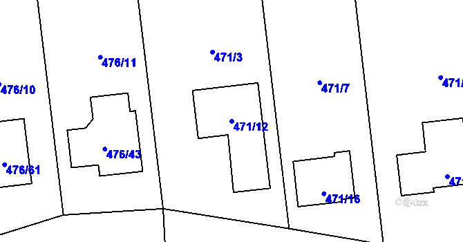 Parcela st. 471/12 v KÚ Želatovice, Katastrální mapa
