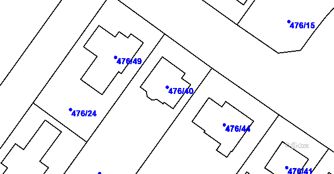 Parcela st. 476/40 v KÚ Želatovice, Katastrální mapa
