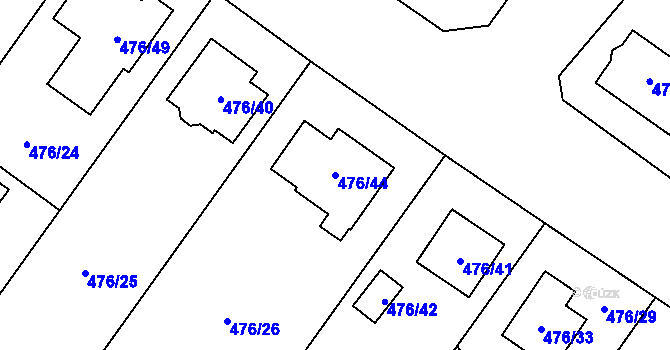 Parcela st. 476/44 v KÚ Želatovice, Katastrální mapa