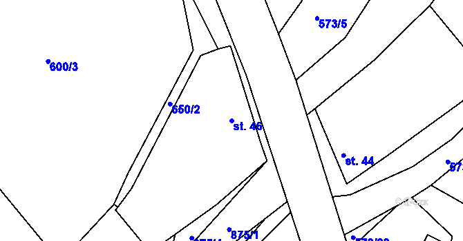 Parcela st. 46 v KÚ Bezděčín, Katastrální mapa