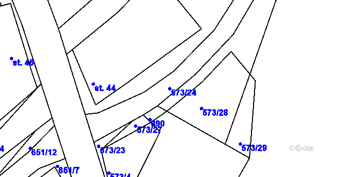 Parcela st. 573/24 v KÚ Bezděčín, Katastrální mapa