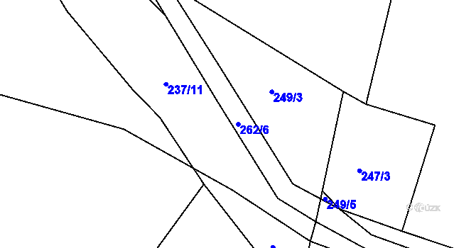 Parcela st. 262/6 v KÚ Bezděčín, Katastrální mapa
