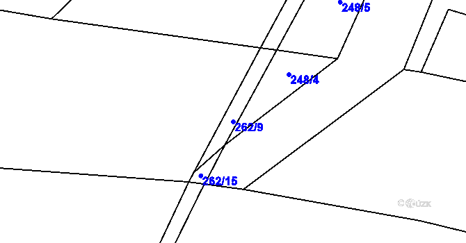 Parcela st. 262/9 v KÚ Bezděčín, Katastrální mapa