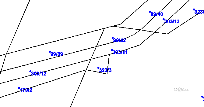 Parcela st. 303/10 v KÚ Bezděčín, Katastrální mapa